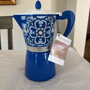 Brandani Italian Style Espresso/coffee/Moka Pot 9 Cup Blue  Design